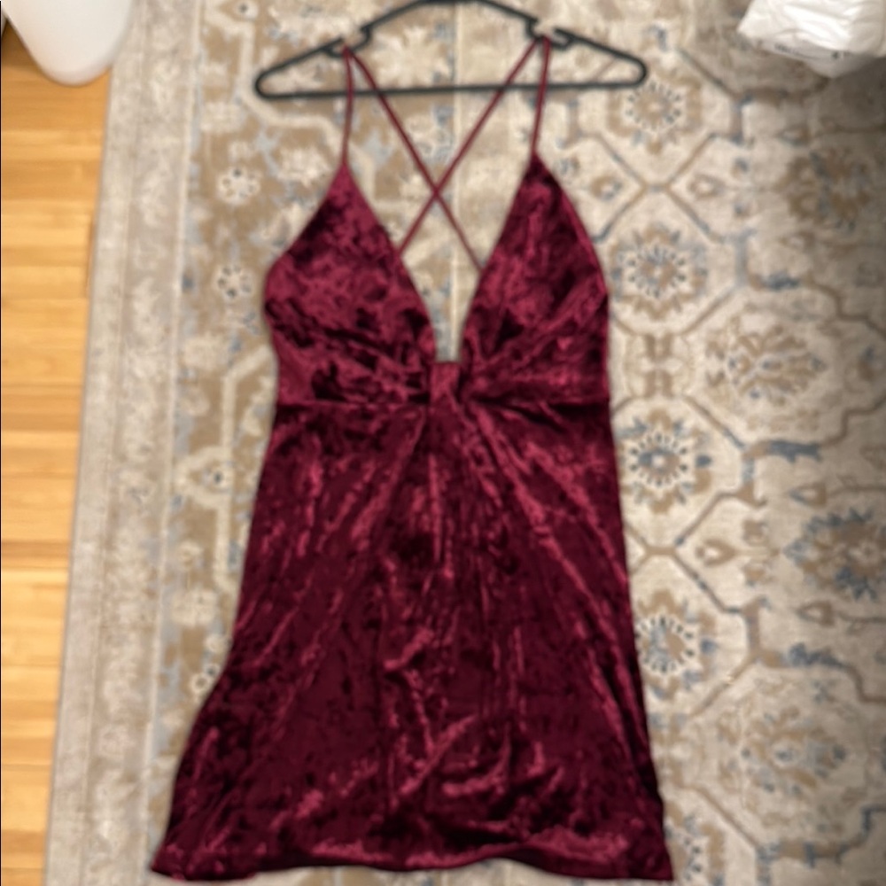 Fashion Nova Red Slip Dress Plunge Neck Backless